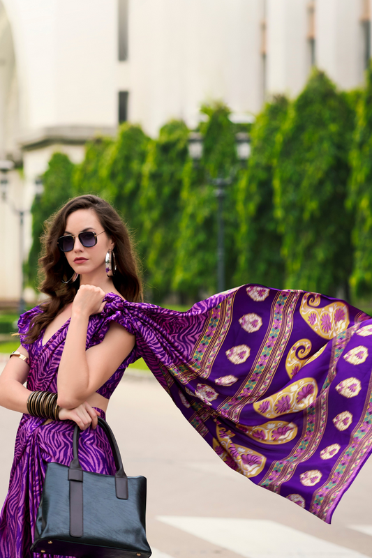 Premium Japan Satin Silk Saree – Smooth, Heavy-Drape & Luxurious Feel - LaVante Fashion