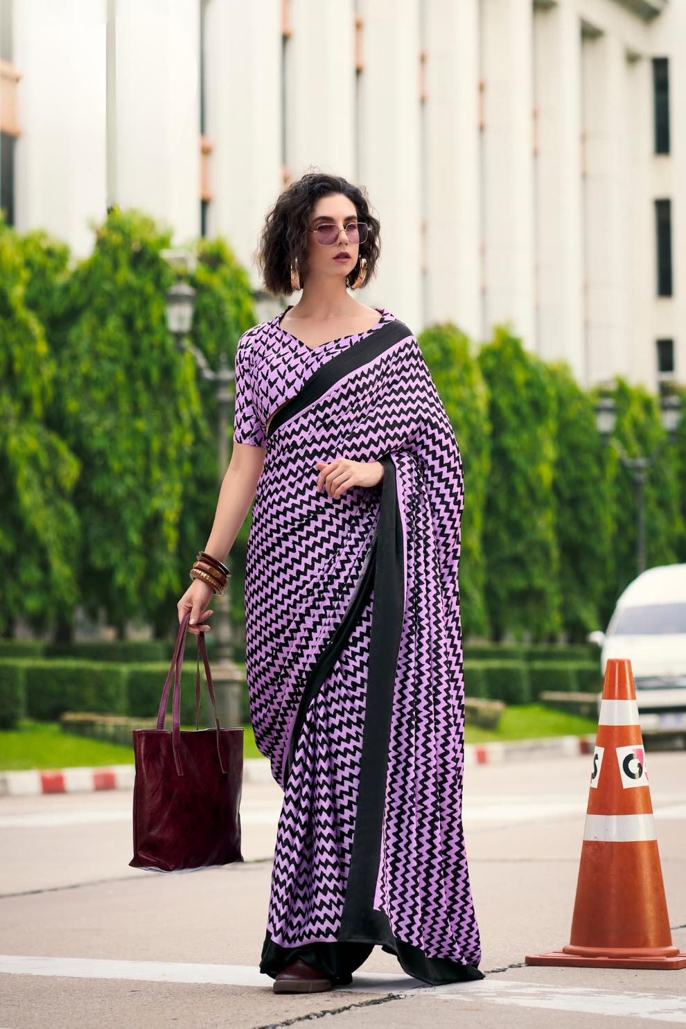Premium Japan Satin Silk Saree – Smooth, Heavy-Drape & Luxurious Feel - LaVante Fashion