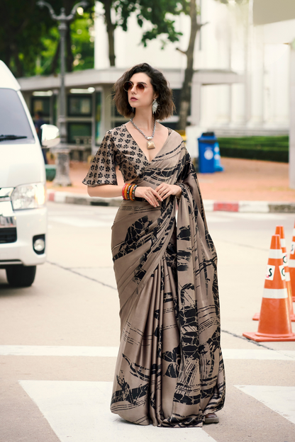 Premium Japan Satin Silk Saree – Smooth, Heavy-Drape & Luxurious Feel - LaVante Fashion