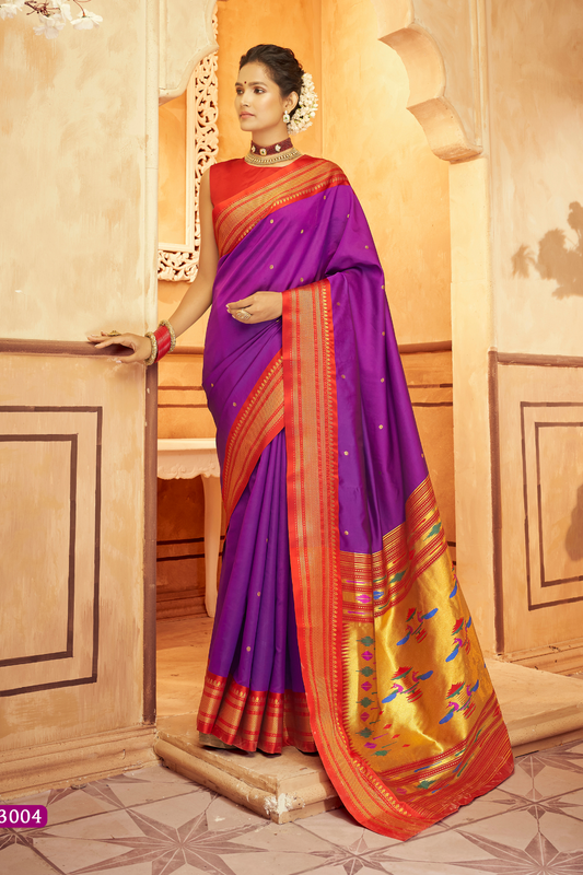 Pure Paithani Silk Saree with Traditional Zari Weaving - LaVante Fashion