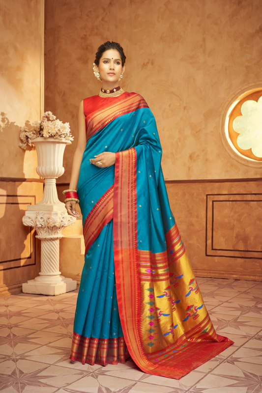 Pure Paithani Silk Saree with Traditional Zari Weaving - LaVante Fashion
