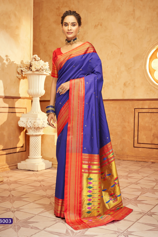 Pure Paithani Silk Saree with Traditional Zari Weaving - LaVante Fashion