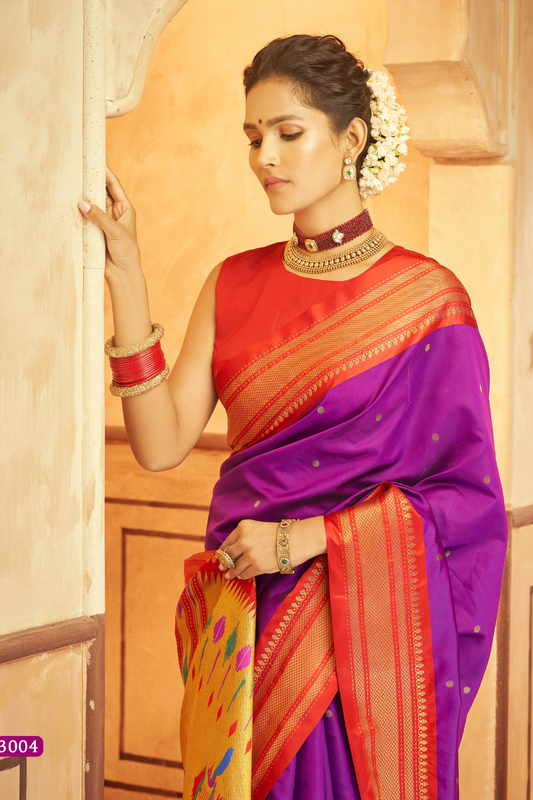 Pure Paithani Silk Saree with Traditional Zari Weaving - LaVante Fashion