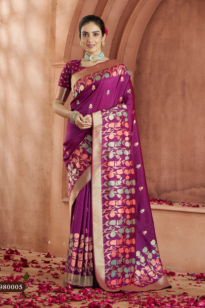 Pure Soft Banarasi Silk Saree with Traditional Weaving - LaVante Fashion