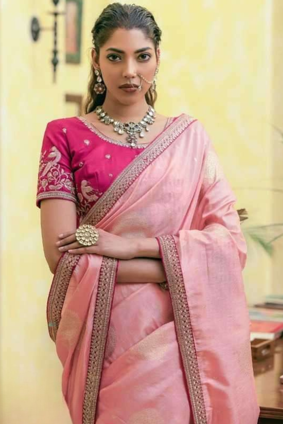 Pure Dola Silk Saree with Beautiful Lace Border - LaVante Fashion