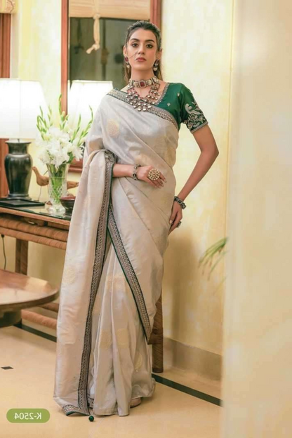Pure Dola Silk Saree with Beautiful Lace Border - LaVante Fashion