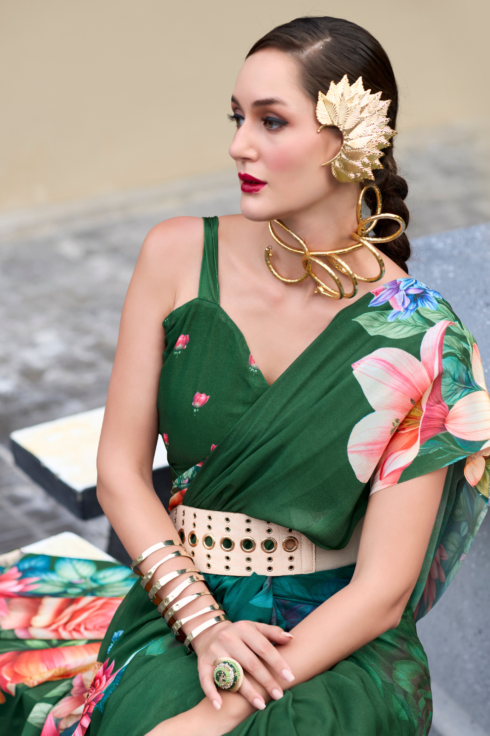 Pure Georgette Saree with Exclusive Print - LaVante Fashion