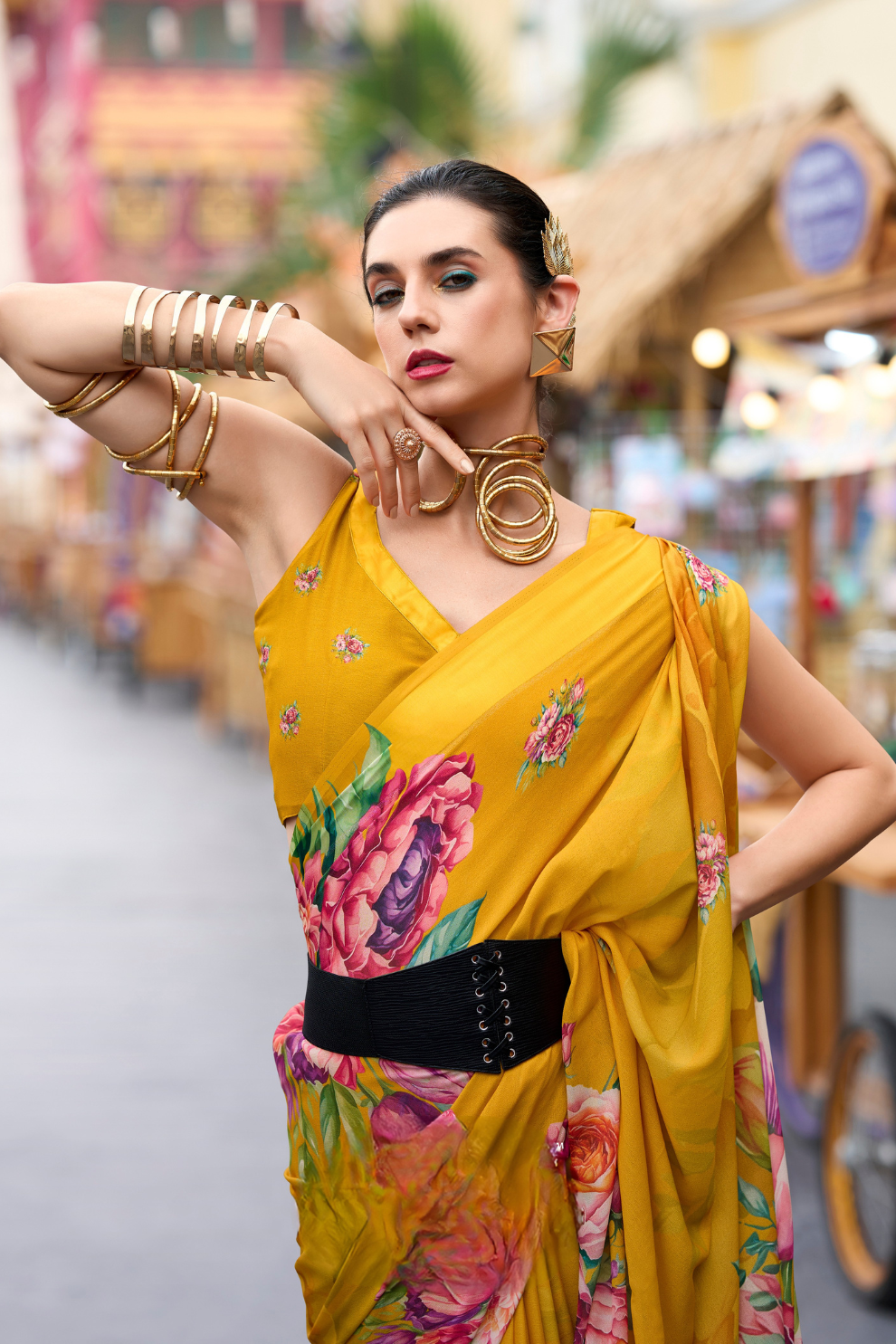 Pure Georgette Saree with Exclusive Print - LaVante Fashion