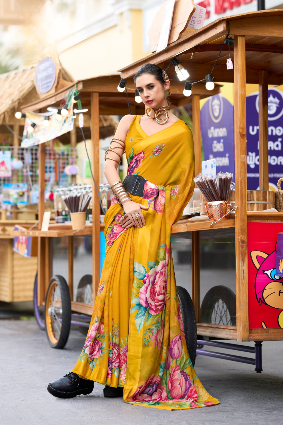 Pure Georgette Saree with Exclusive Print - LaVante Fashion