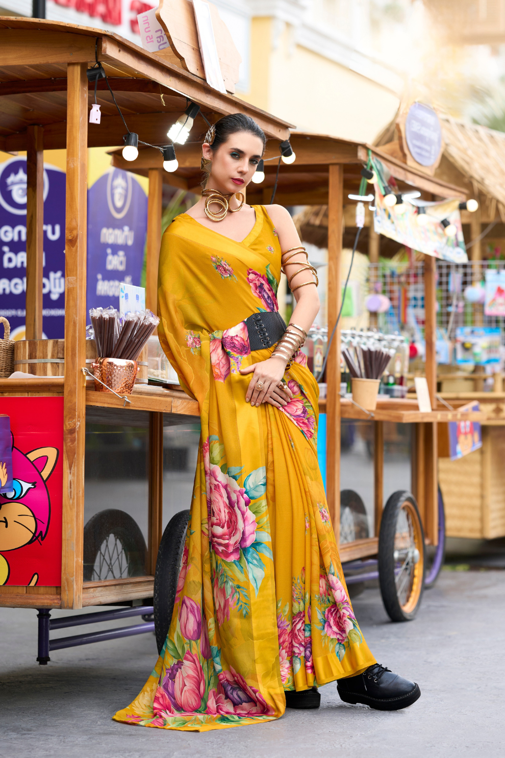 Pure Georgette Saree with Exclusive Print - LaVante Fashion