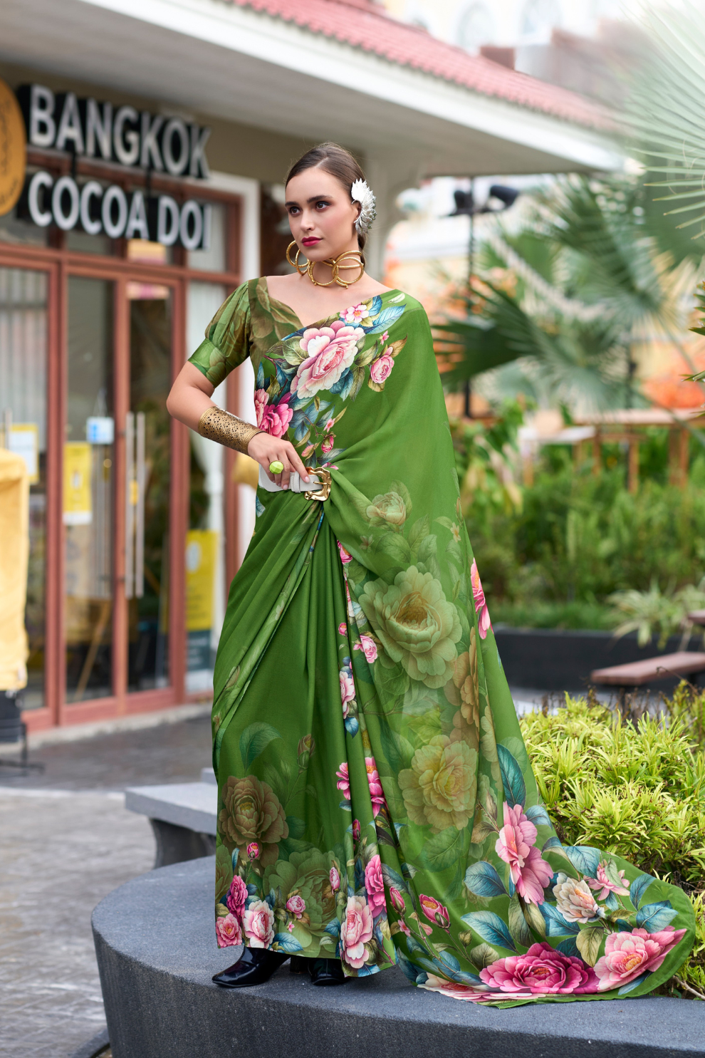Pure Georgette Saree with Exclusive Print - LaVante Fashion