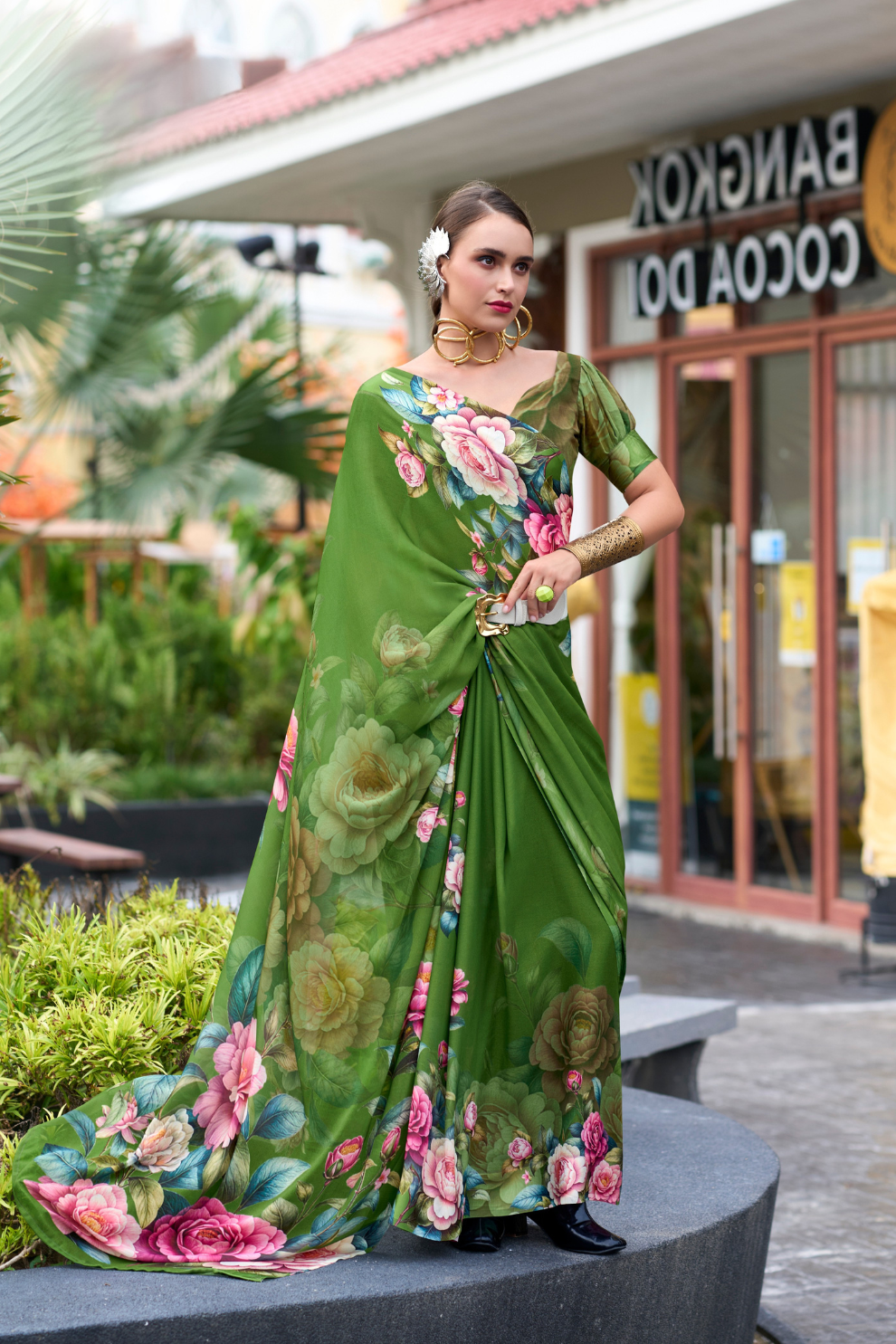 Pure Georgette Saree with Exclusive Print - LaVante Fashion