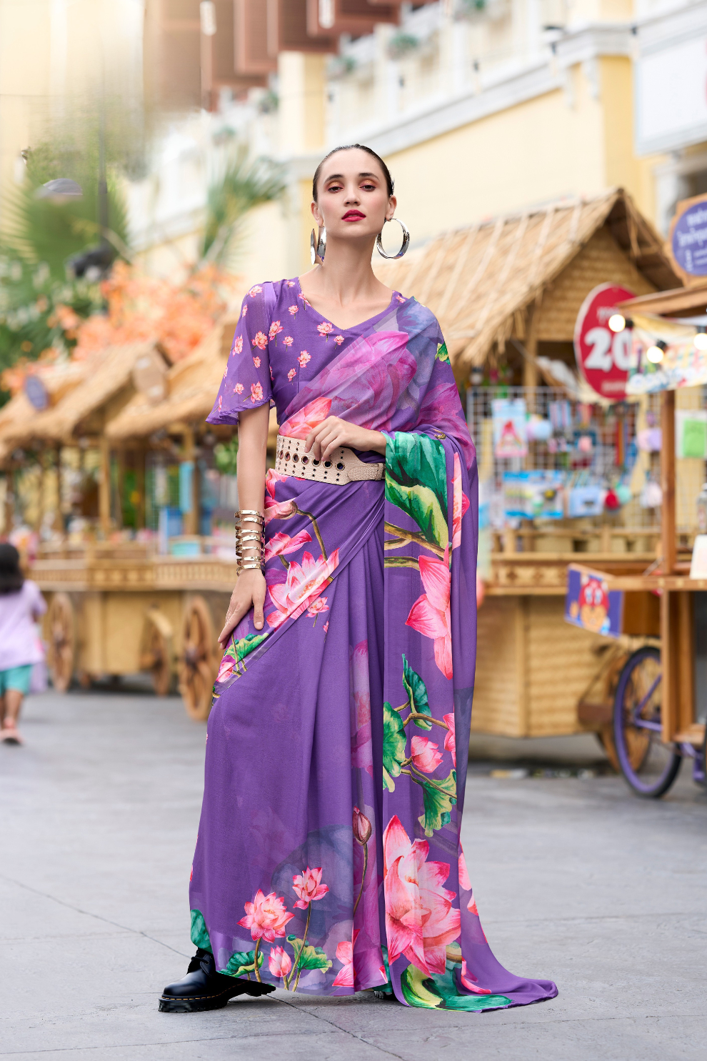 Pure Georgette Saree with Exclusive Print - LaVante Fashion