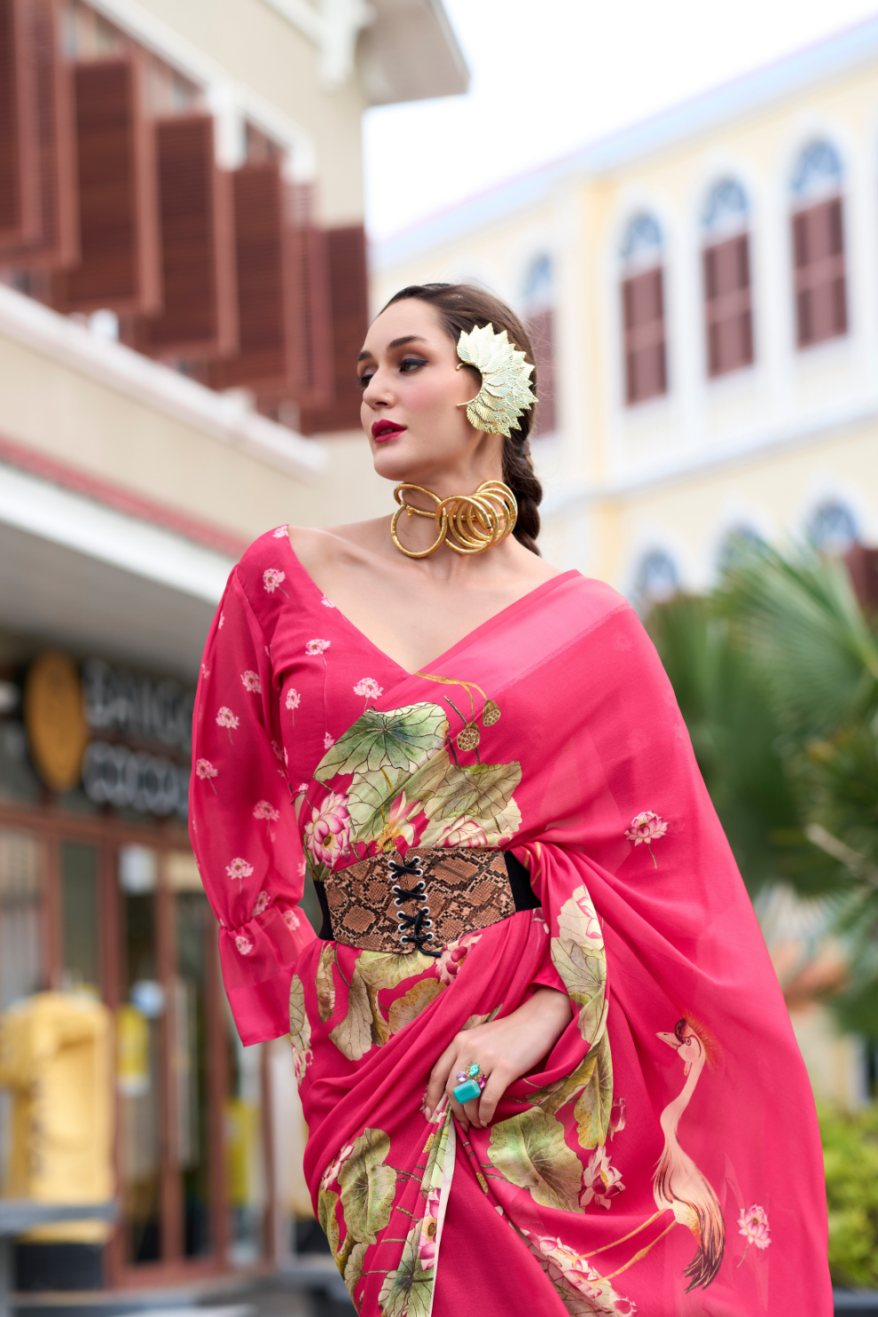 Pure Georgette Saree with Exclusive Print - LaVante Fashion