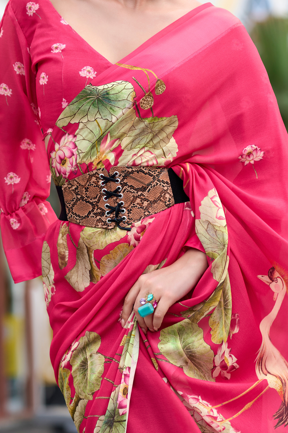 Pure Georgette Saree with Exclusive Print - LaVante Fashion