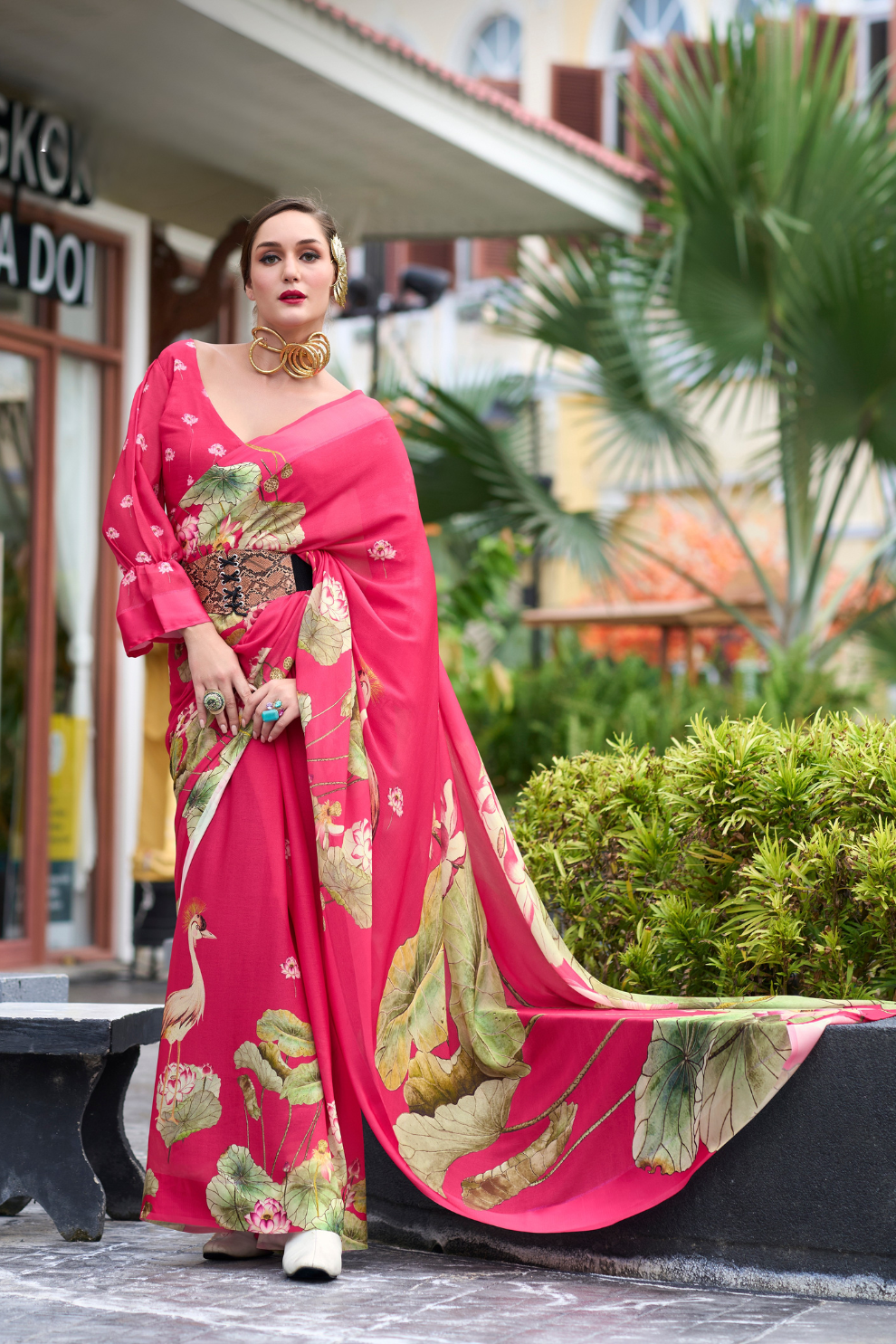 Pure Georgette Saree with Exclusive Print - LaVante Fashion