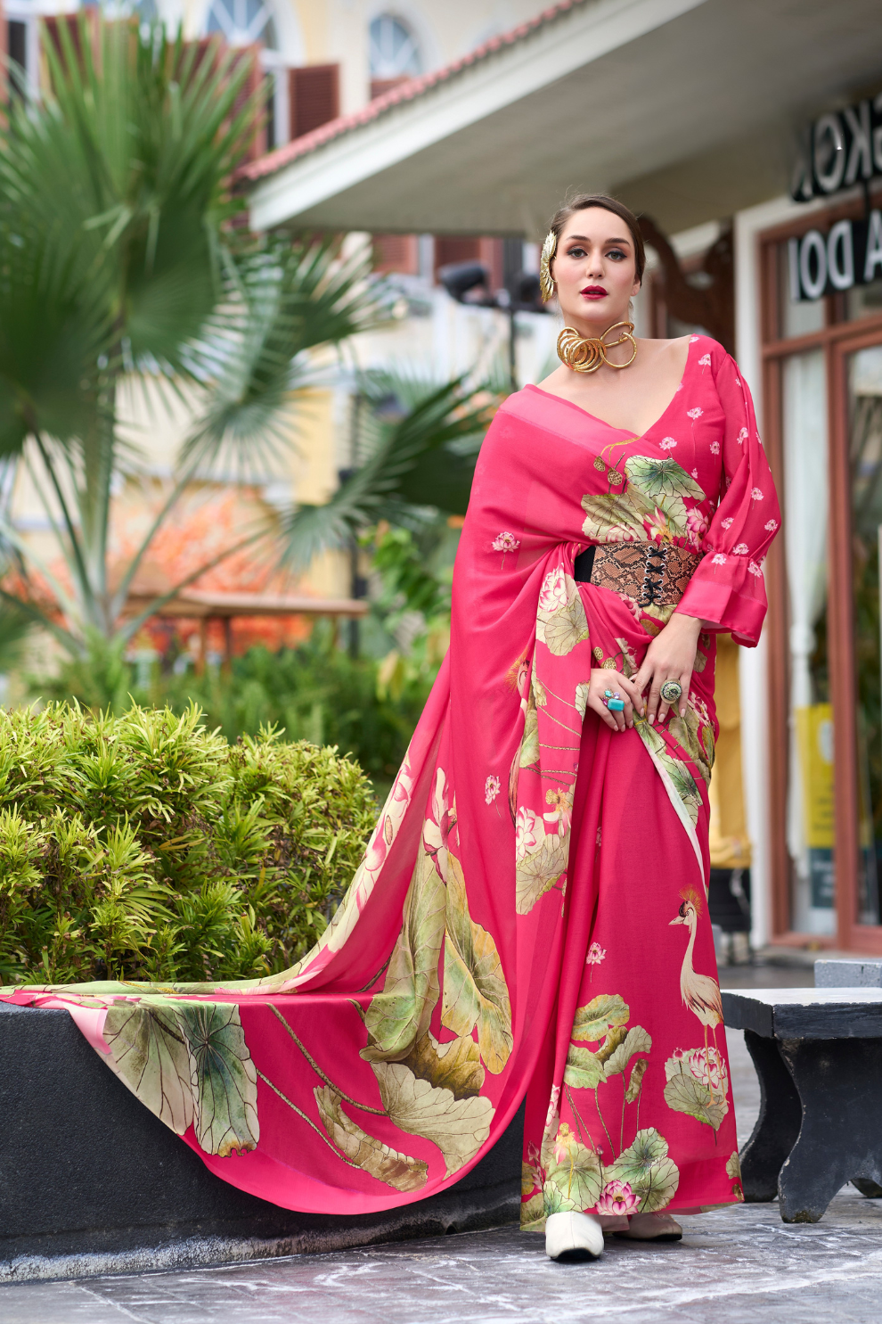Pure Georgette Saree with Exclusive Print - LaVante Fashion