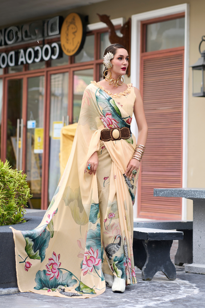 Pure Georgette Saree with Exclusive Print - LaVante Fashion