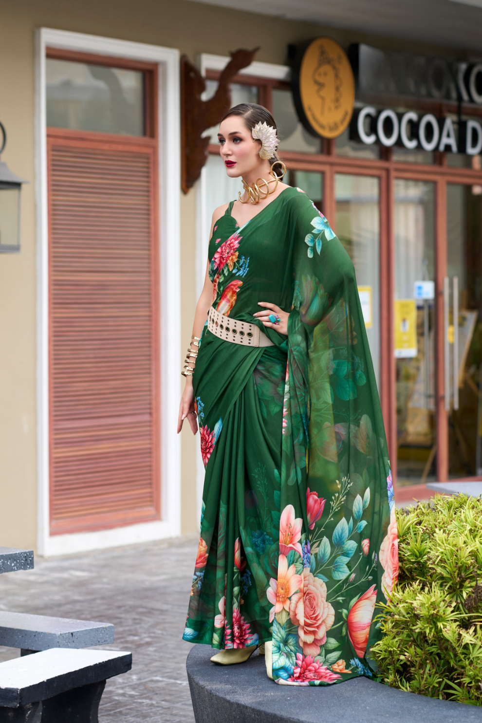 Pure Georgette Saree with Exclusive Print - LaVante Fashion