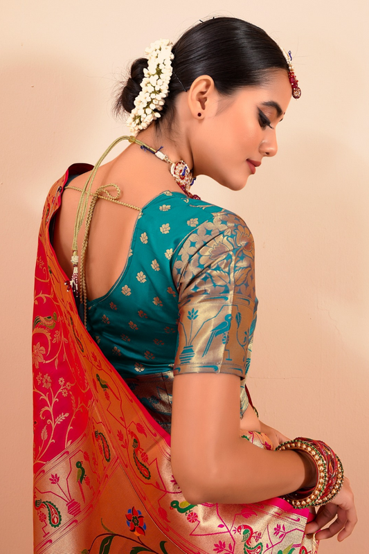 Elegant Pure Paithani Silk Woven with Timeless Zari - LaVante Fashion