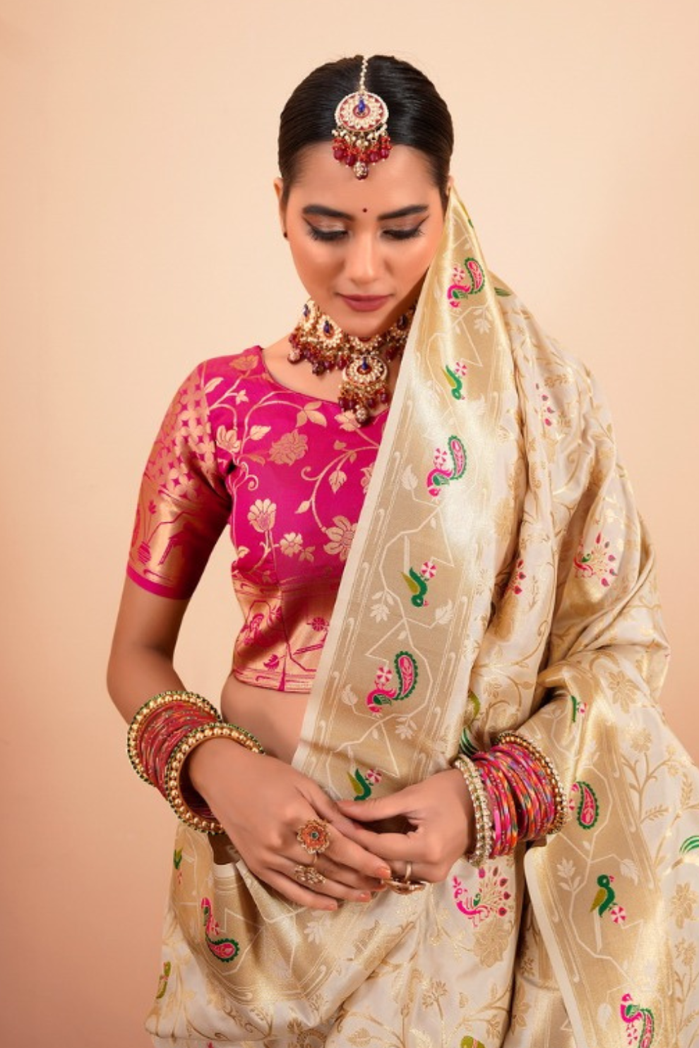 Elegant Pure Paithani Silk Woven with Timeless Zari - LaVante Fashion
