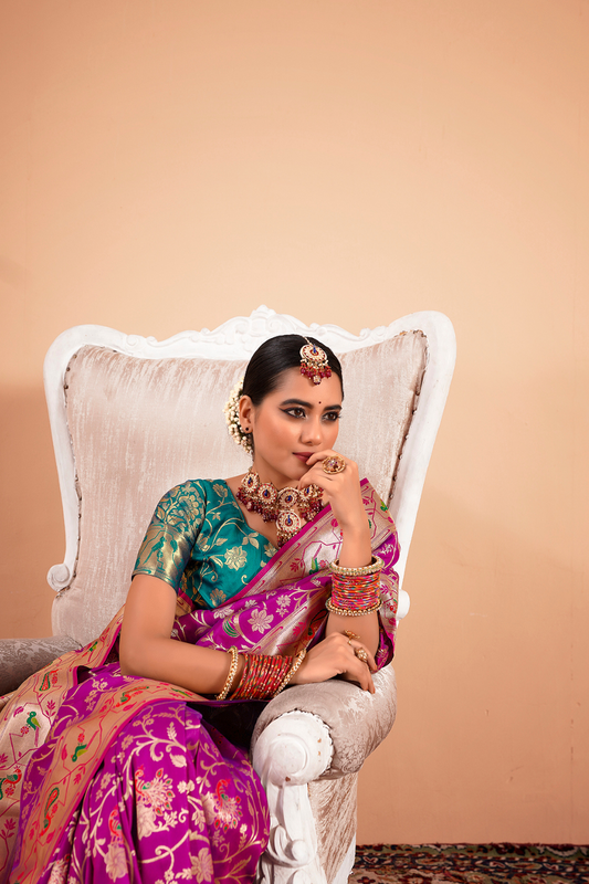 Elegant Pure Paithani Silk Woven with Timeless Zari - LaVante Fashion