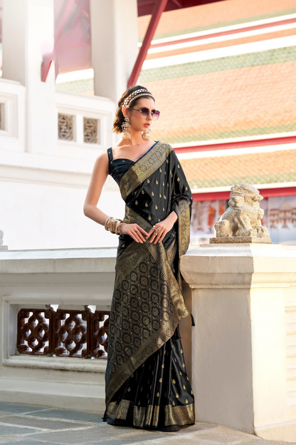 Heritage Zari Woven Pure Satin Silk Saree for Festive Elegance