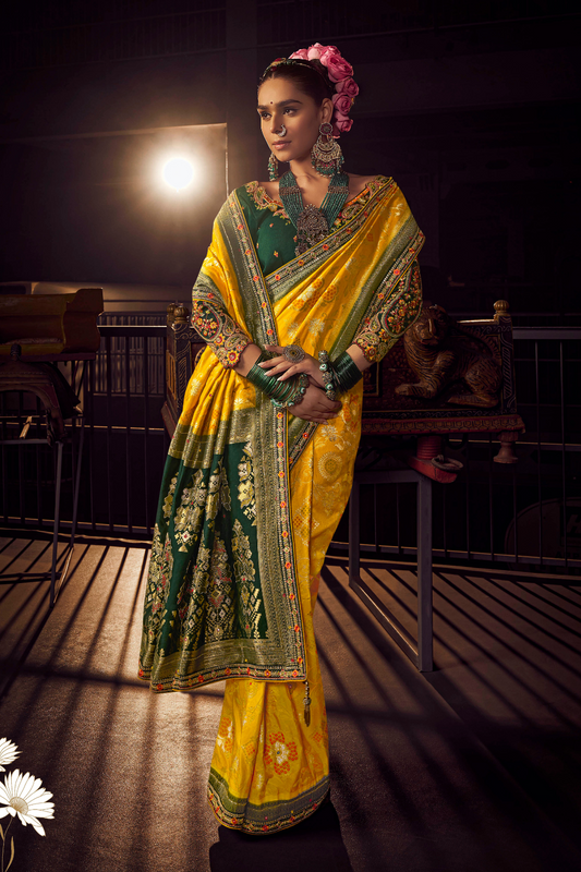 Pure Viscose Dola Saree With Handwork Blouse & Fancy Lace