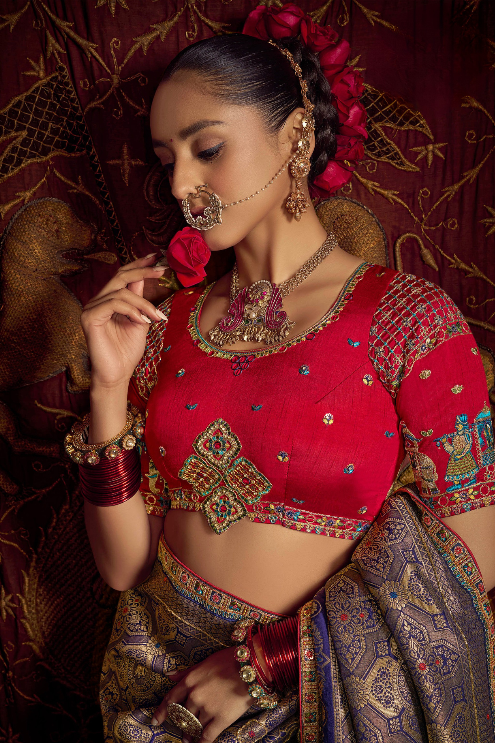 Pure Viscose Dola Saree With Handwork Blouse & Fancy Lace