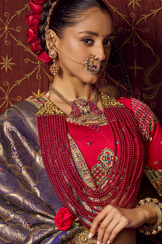 Pure Viscose Dola Saree With Handwork Blouse & Fancy Lace