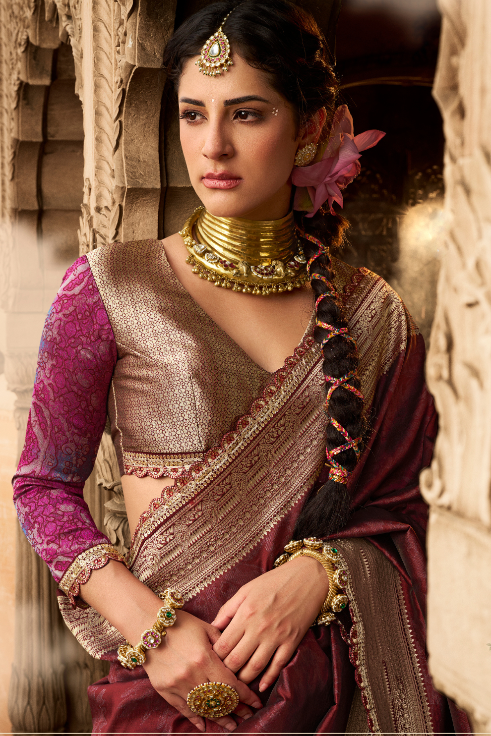 Soft Banarasi Silk Saree with Fancy Fabric - LaVante Fashion