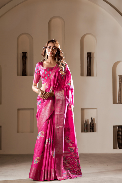 Soft Dola Silk with Foil Print and Dusty Color Matching - LaVante Fashion