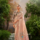 Soft Linen Tissue Silk Saree with Hand Brush Print & Kalamkari Blouse - LaVante Fashion