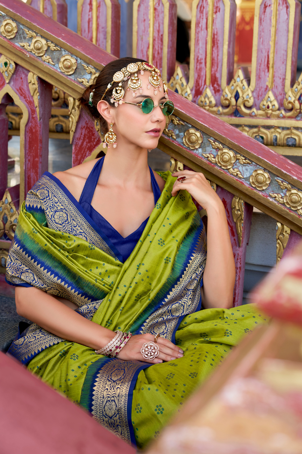 Tusser Handloom Silk Saree with Zari Weaving Border and Patola Weaved - LaVante Fashion