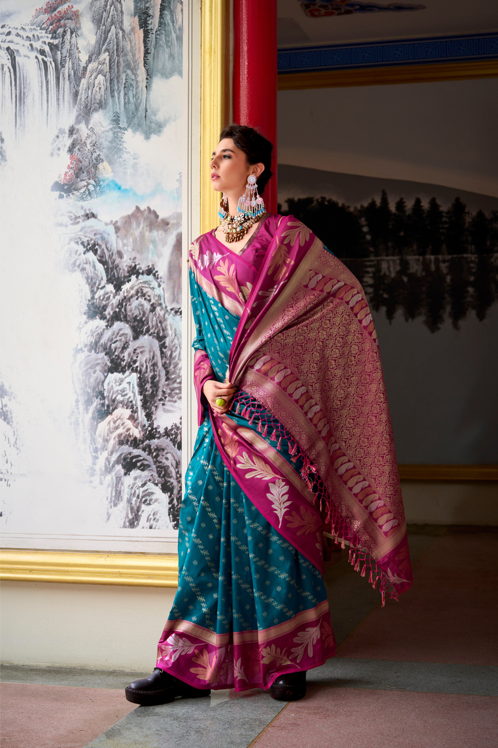 Pure Banarasi Soft Silk Saree with Traditional Weaving - LaVante Fashion