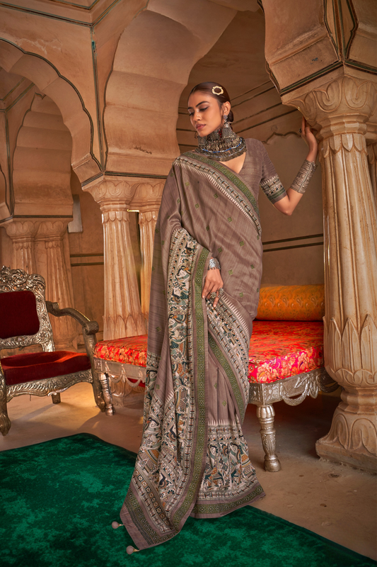 Modern Art-Inspired Digital Print Viscose Silk Saree