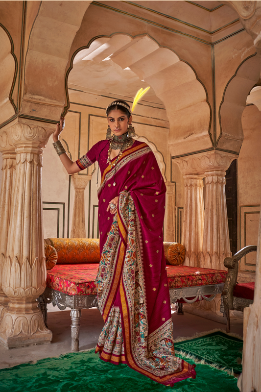 Modern Art-Inspired Digital Print Viscose Silk Saree