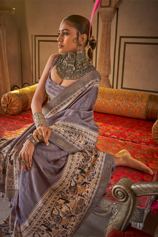 Modern Art-Inspired Digital Print Viscose Silk Saree