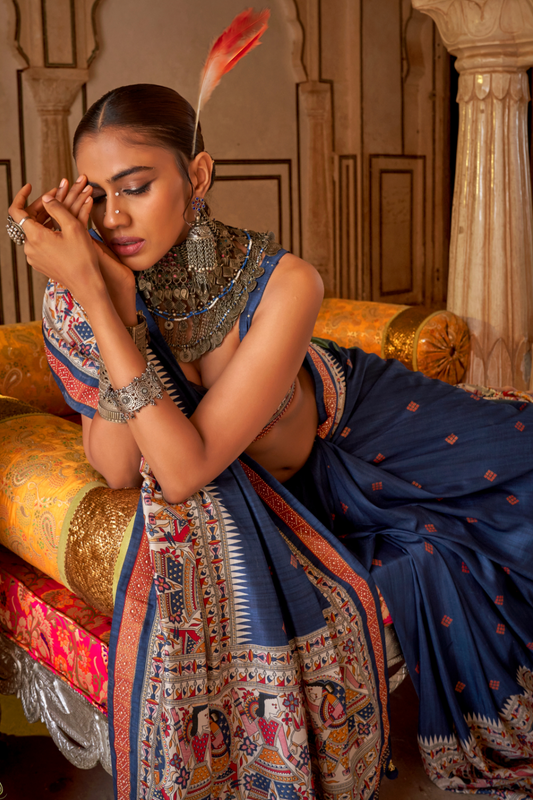 Modern Art-Inspired Digital Print Viscose Silk Saree