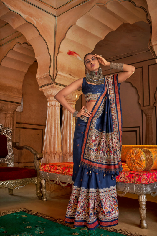 Modern Art-Inspired Digital Print Viscose Silk Saree