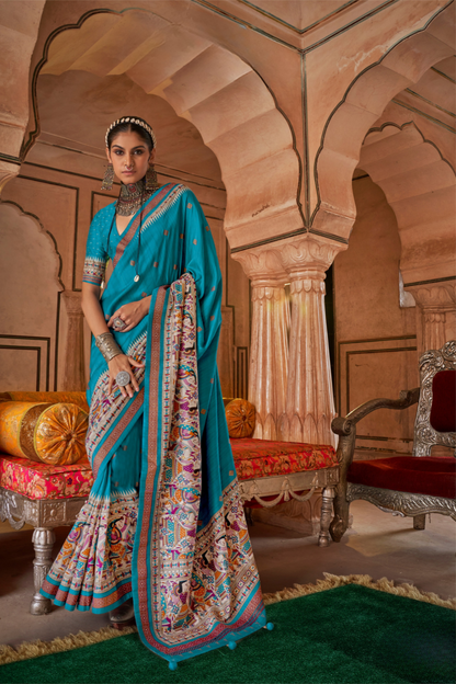 Modern Art-Inspired Digital Print Viscose Silk Saree