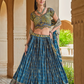Blue Printed Silk Readymade Lehenga Choli