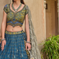 Blue Printed Silk Readymade Lehenga Choli