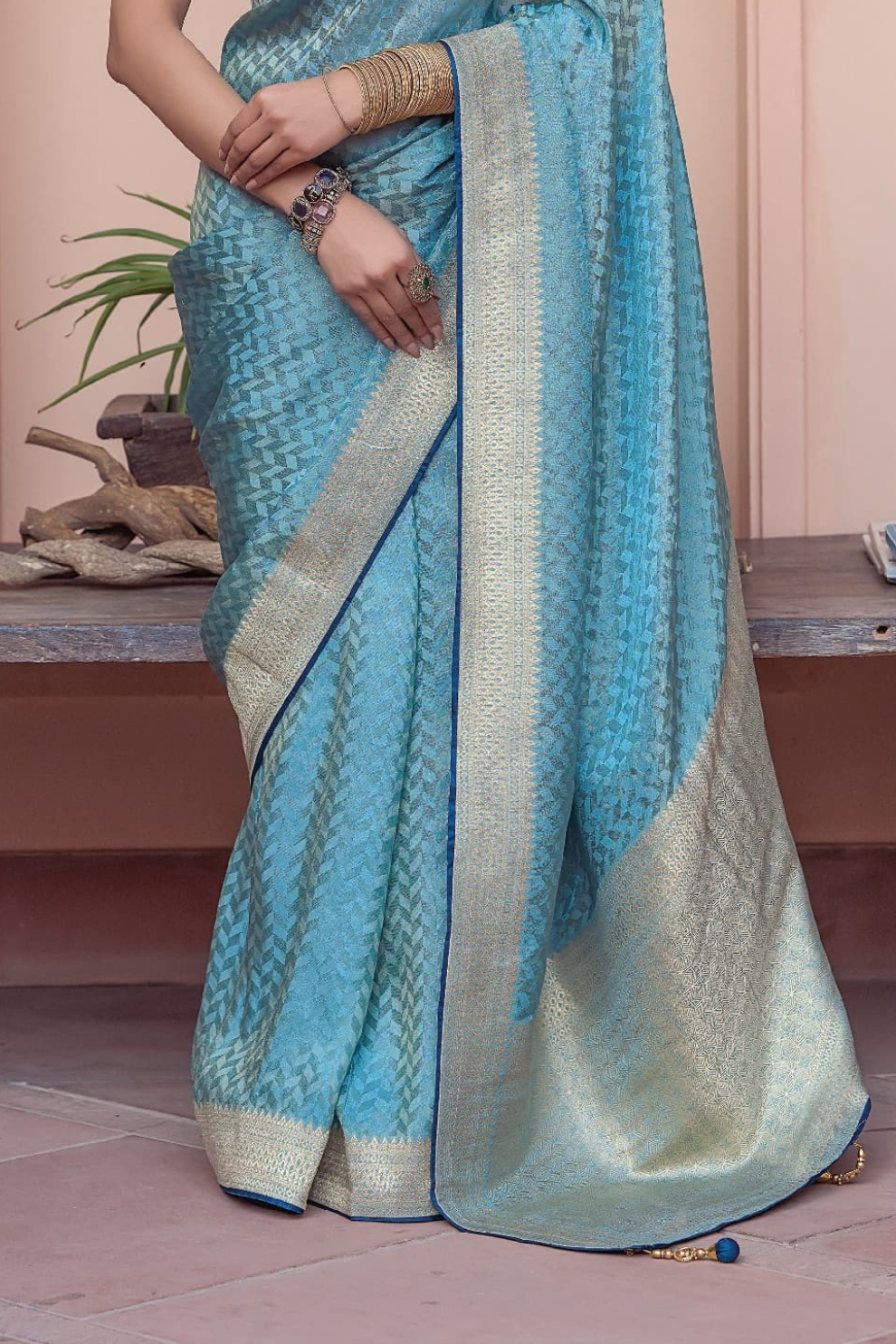 Pure Satin Saree with Hand Dyeing - LaVante Fashion