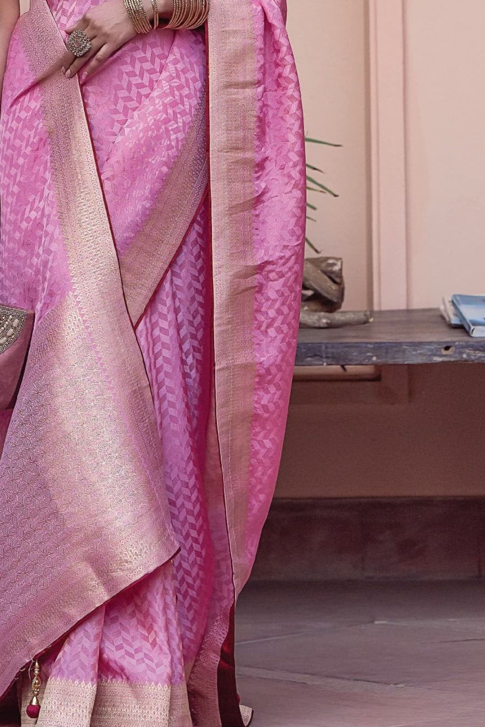 Pure Satin Saree with Hand Dyeing - LaVante Fashion