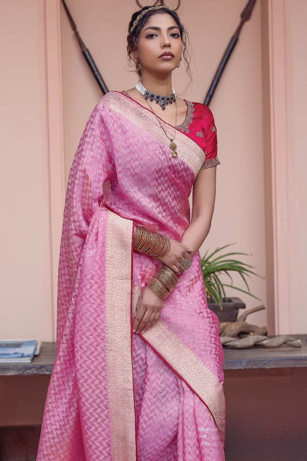 Pure Satin Saree with Hand Dyeing - LaVante Fashion