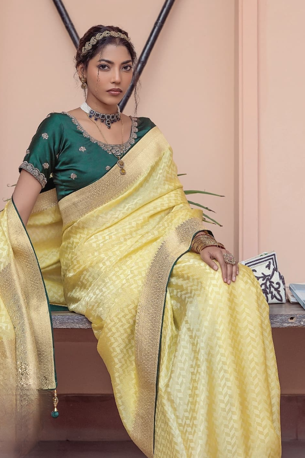 Pure Satin Saree with Hand Dyeing - LaVante Fashion