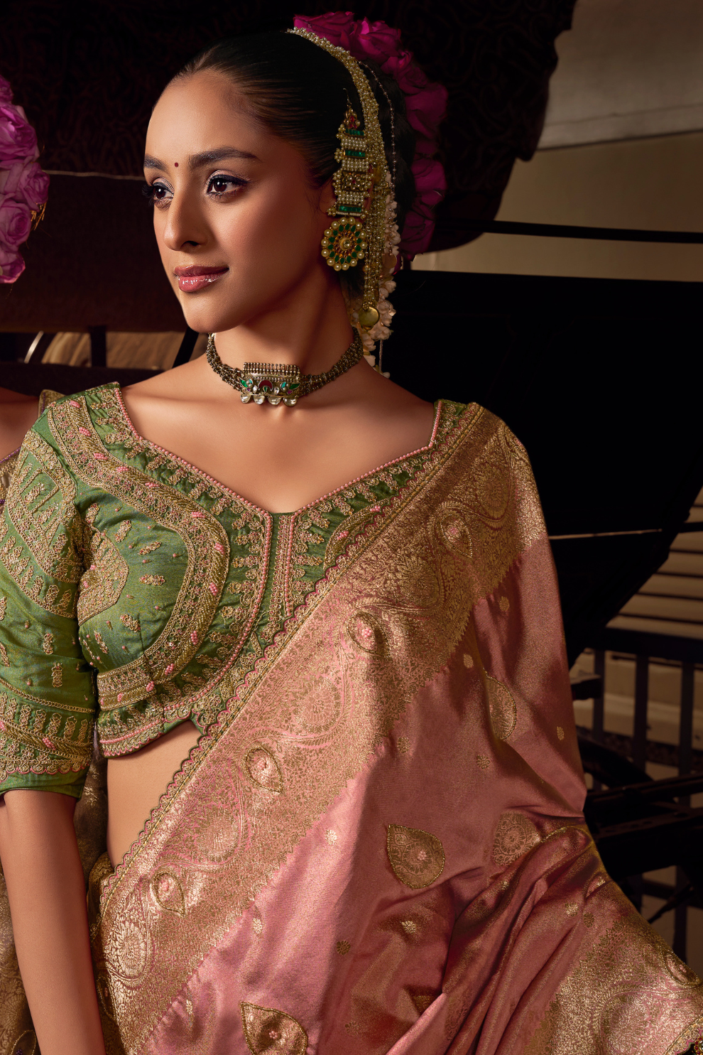 Pure Viscose Tissue Saree with Handworked Pallu and Contrast Designer - LaVante Fashion