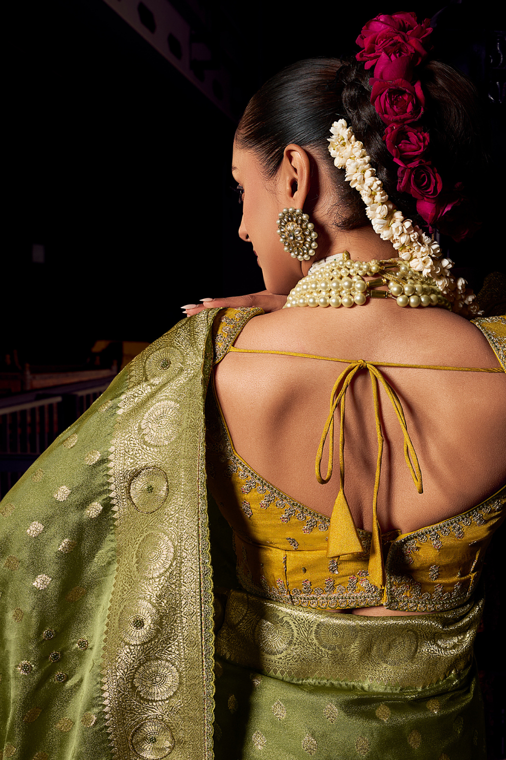 Pure Viscose Tissue Saree with Handworked Pallu and Contrast Designer - LaVante Fashion