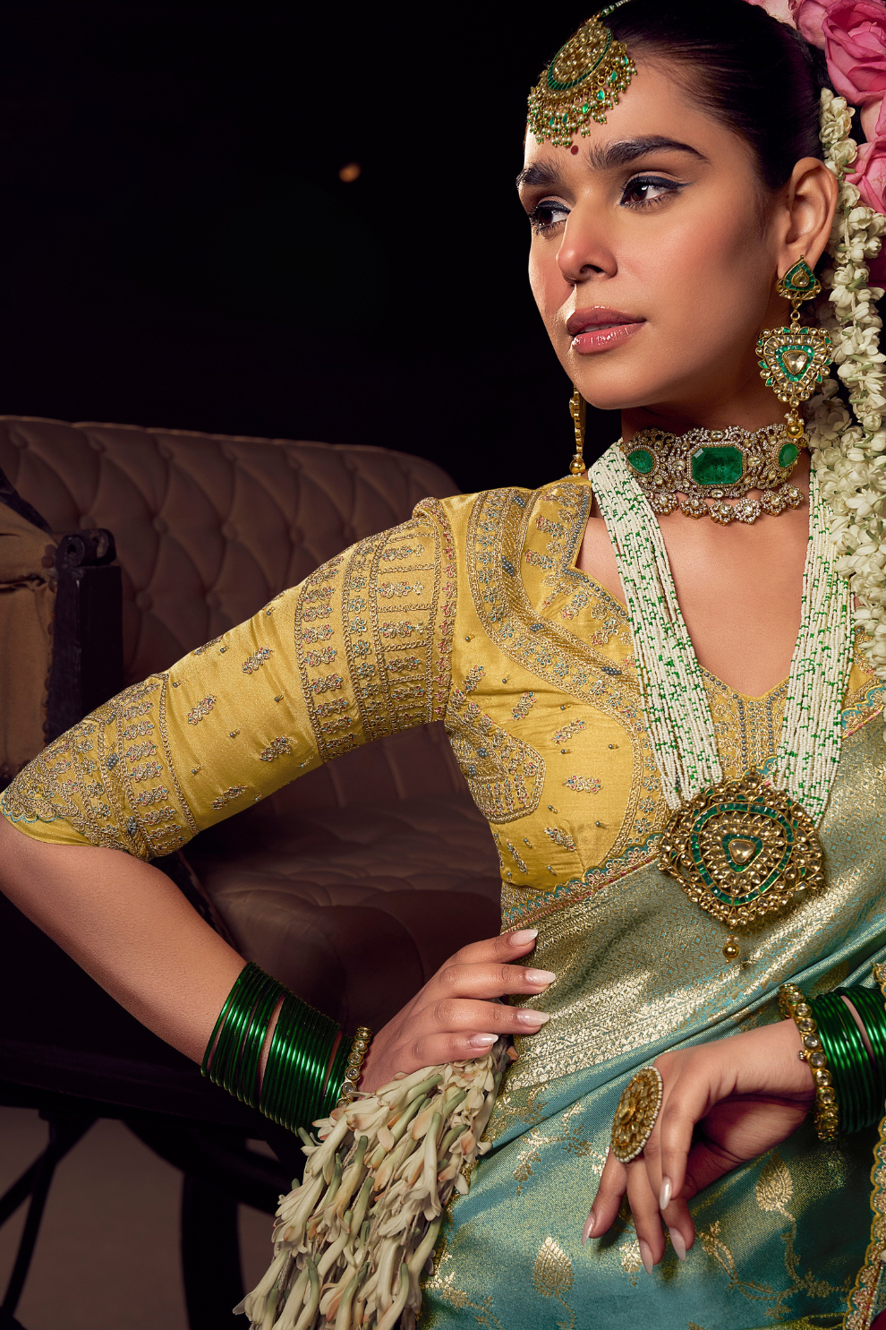 Pure Viscose Tissue Saree with Handworked Pallu and Contrast Designer - LaVante Fashion